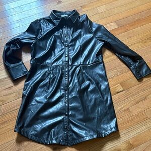 Dex Black Faux Leather Top